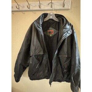 Vintage 90s Boston Traders Leather Bomber Jacket Men’s L Black Genuine Leather